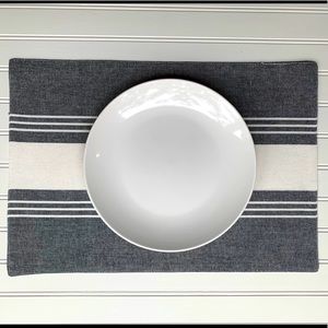 Gray and white striped placemats